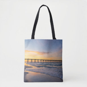 Pensacola Pier Shoreline Sunrise Tote Bag