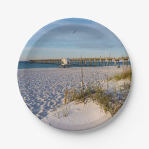 Pensacola Sand Dunes Pier Morning Paper Plates