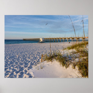 Pensacola Sand Dunes Pier Morning Poster