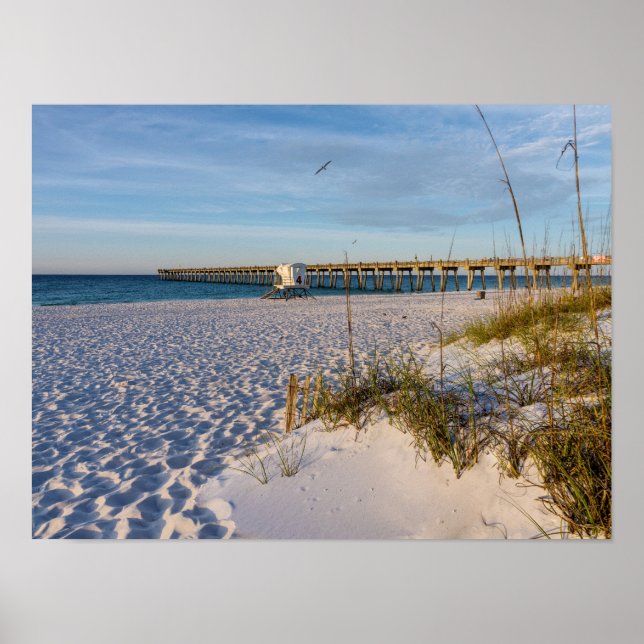 Pensacola Sand Dunes Pier Morning Poster (Front)