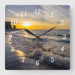 Pensacola Splashing Waves Sunrise Clock