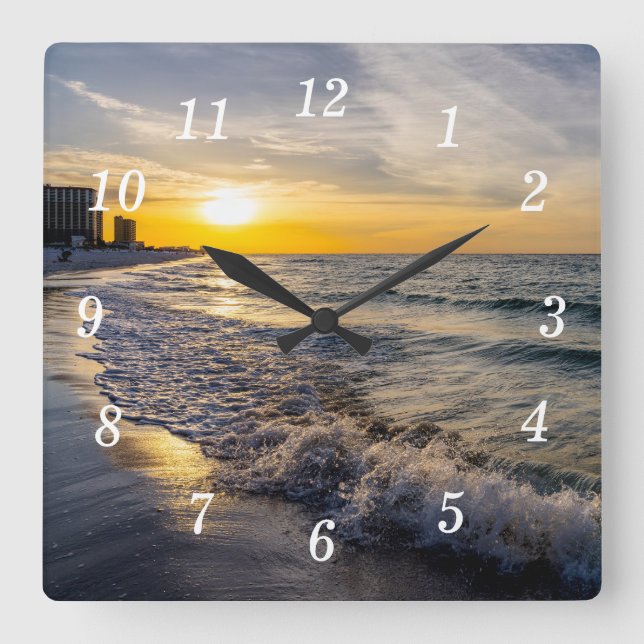 Pensacola Splashing Waves Sunrise Clock (Front)