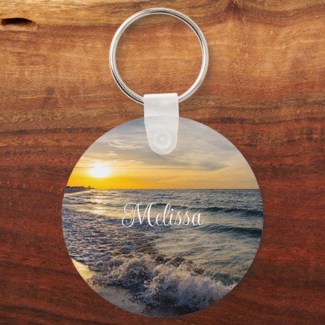 Pensacola Splashing Waves Sunrise Key Chain (Front)