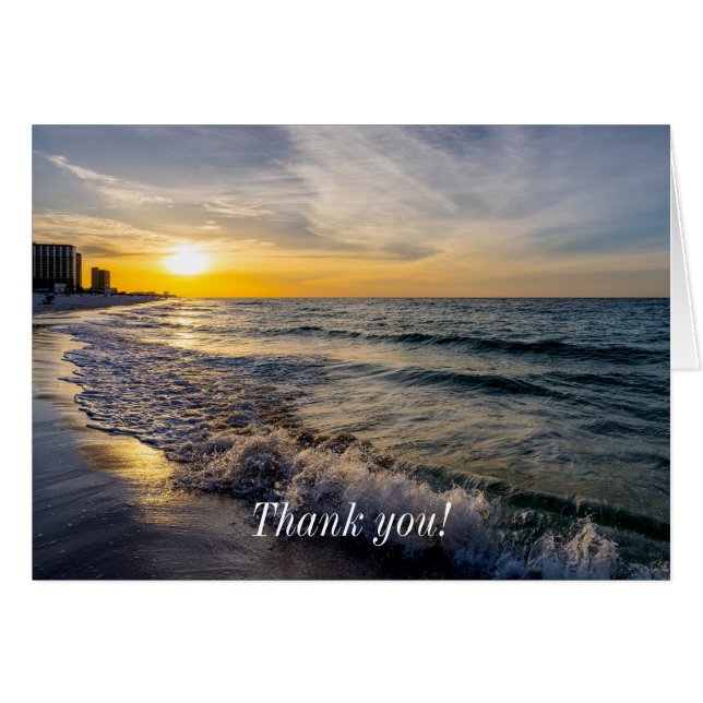 Pensacola Splashing Waves Sunrise Thank You Card (Front Horizontal)