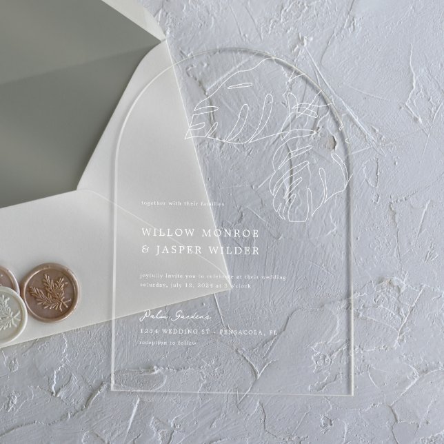 Pensacola Wedding Hawaiian Palm Leaf Acrylic Invitations (Creator Uploaded)