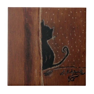 Pensive Cat Right Ceramic Tile