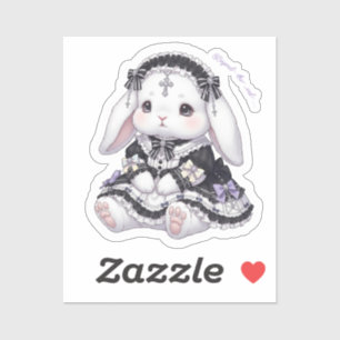 Pensive Gothic Lolita Bunny - Black & Purple Cross