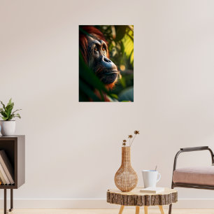 Pensive Orangutan in the Jungle Poster