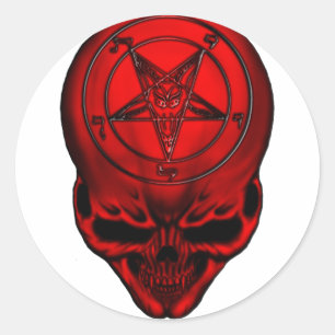 penta skull classic round sticker