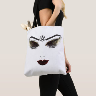 Pentacle Beauty Face Lashes & Dark Lips Makeup Tote Bag