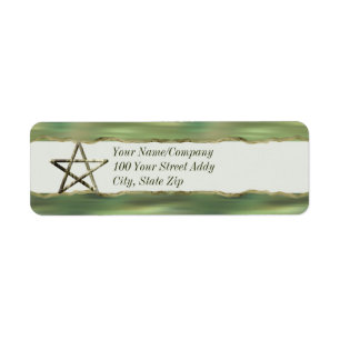 Pentacle in Wood Return Address Label