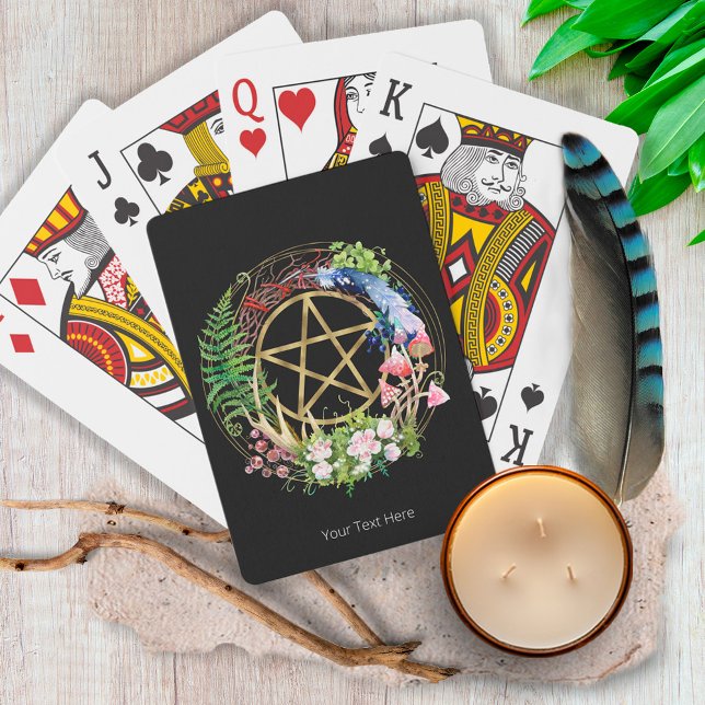 Pentacle Nature Wreath Flowers Boho Wreath Playing Cards (Creator Uploaded)