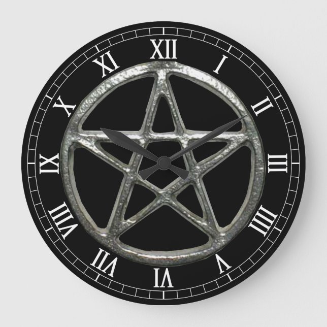 Pentacle Round Roman Numerals Clock (Front)