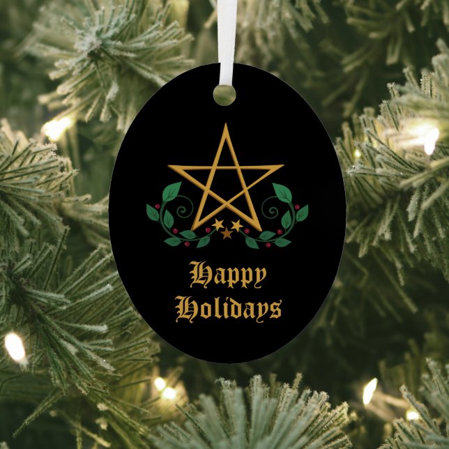 Pentacle Wiccan  Metal Tree Decoration (Insitu)