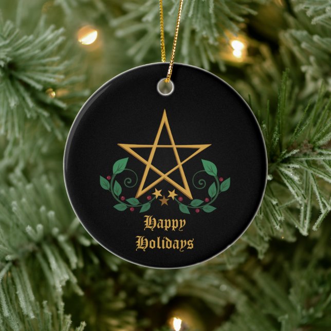 Pentacle Witchy Ceramic Ornament (Tree)