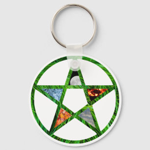 Pentacle with Elements Key Ring