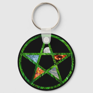 Pentacle with Elements Key Ring