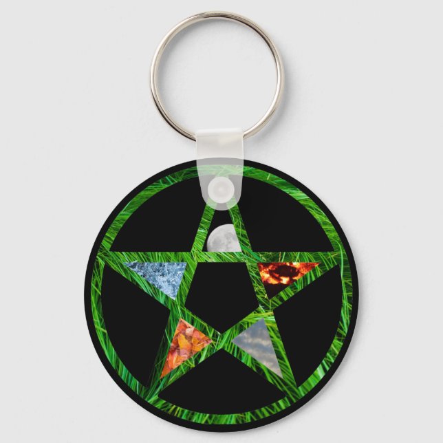 Pentacle with Elements Key Ring (Front)