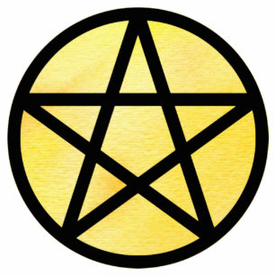 Pentacle with Yellow watercolor background Standing Photo Sculpture