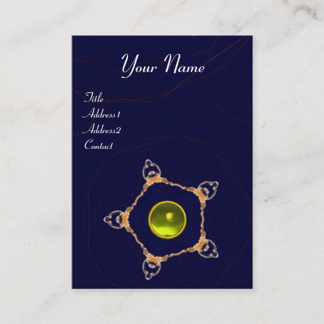 PENTAGON Monogram ,yellow topaz,blue Business Card (Front)