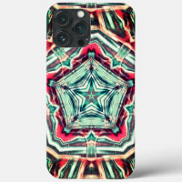 Pentagon over star, worn aged red and dark green