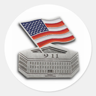 PENTAGON US FLAG 9-11 CLASSIC ROUND STICKER