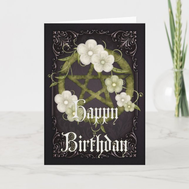 Pentagram 1 Wicca Happy Birthday Card (Front)
