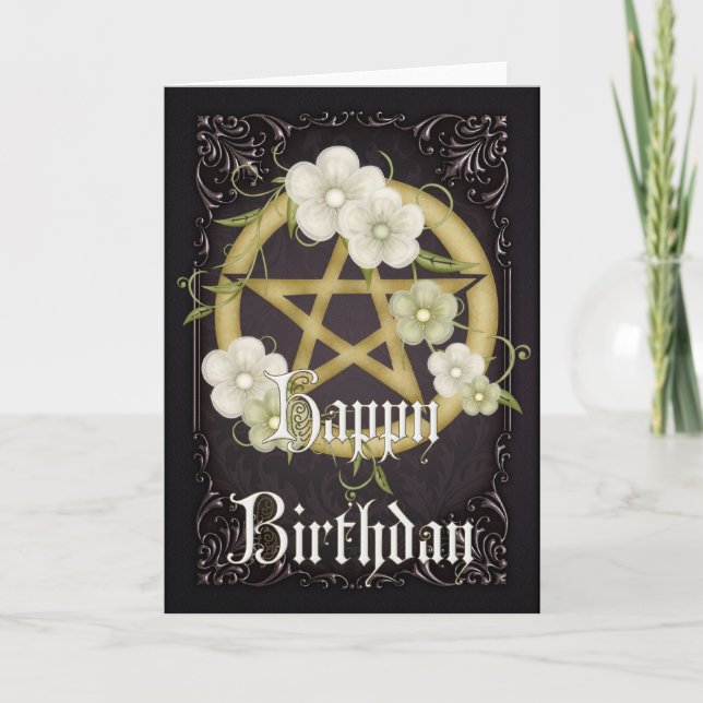 Pentagram 2 Wicca Happy Birthday Card (Front)