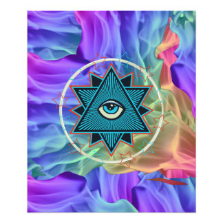 Pentagram 5-star in color smoke style photo print