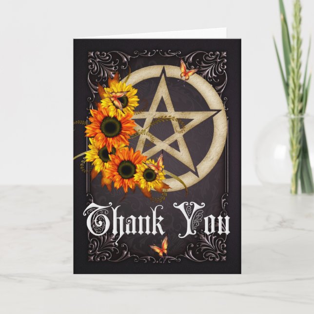 Pentagram 9 Wicca Thank You Greeting Card (Front)