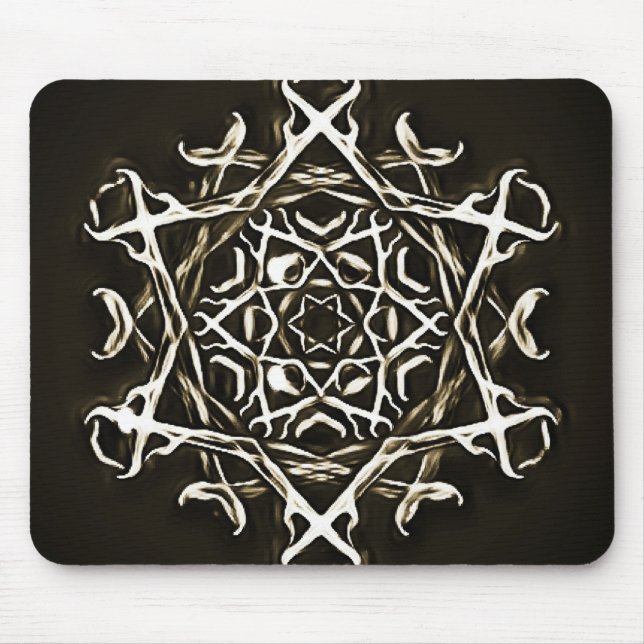 Pentagram and Antlers Black and Brown Mouse pad (Front)