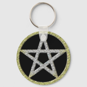 Pentagram Bling Gold Diamond looking Keychain