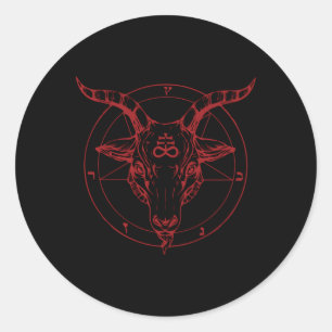Pentagram Goat Head Baphomet Satanic Witchcraft Classic Round Sticker