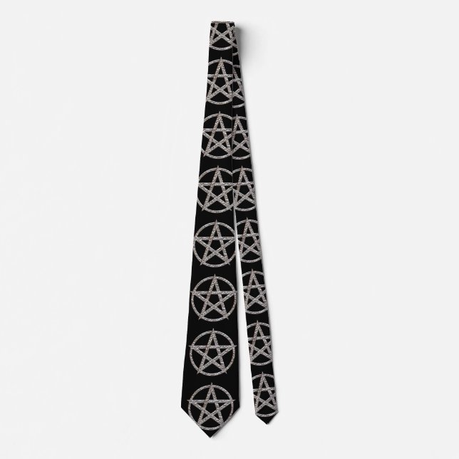 Pentagram Hammered Chrome Tie (Front)