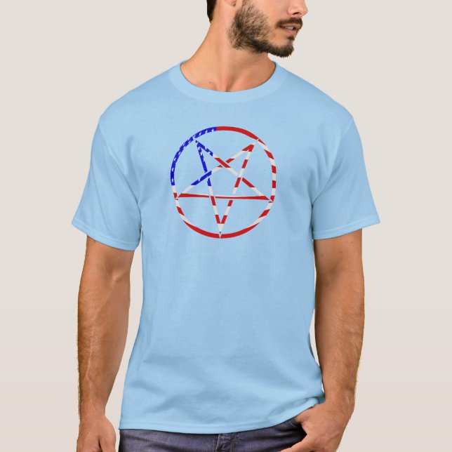 pentagram star american flag patriotic T-Shirt (Front)