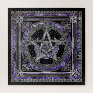 Pentagram Triskelion Amethyst Moon Jigsaw Puzzle