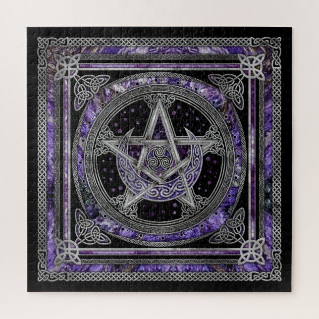 Pentagram Triskelion Amethyst Moon Jigsaw Puzzle (Vertical)