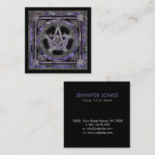 Pentagram Triskelion Amethyst Moon  Square Business Card