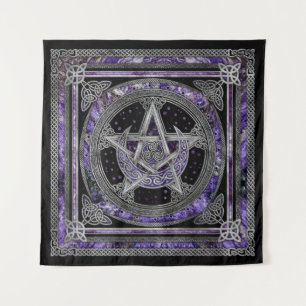 Pentagram Triskelion Amethyst Moon Tapestry