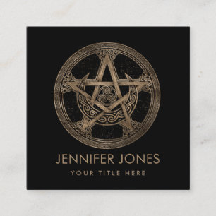 Pentagram Triskelion Moon Ornament Square Business Card