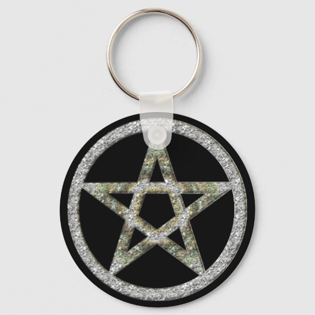 Pentagram Unisex Wicca Witch Magic Keychain (Front)