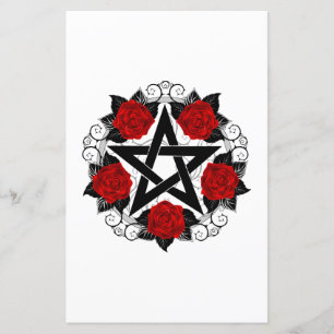 Pentagram with Red Roses