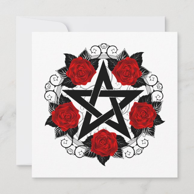 Pentagram with Red Roses Announcement (Front)