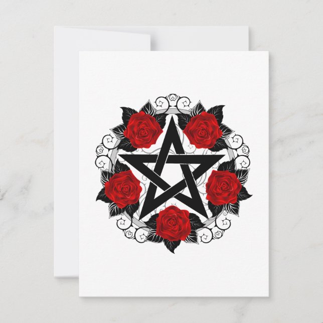 Pentagram with Red Roses Announcement (Front)