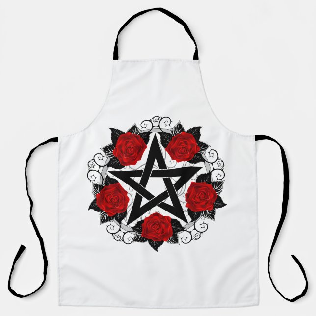 Pentagram with Red Roses Apron (Front)