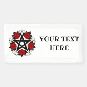 Pentagram with Red Roses Banner