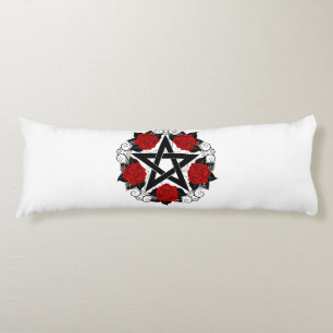 Pentagram with Red Roses Body Cushion