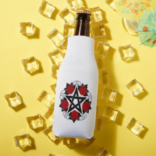 Pentagram with Red Roses Bottle Cooler