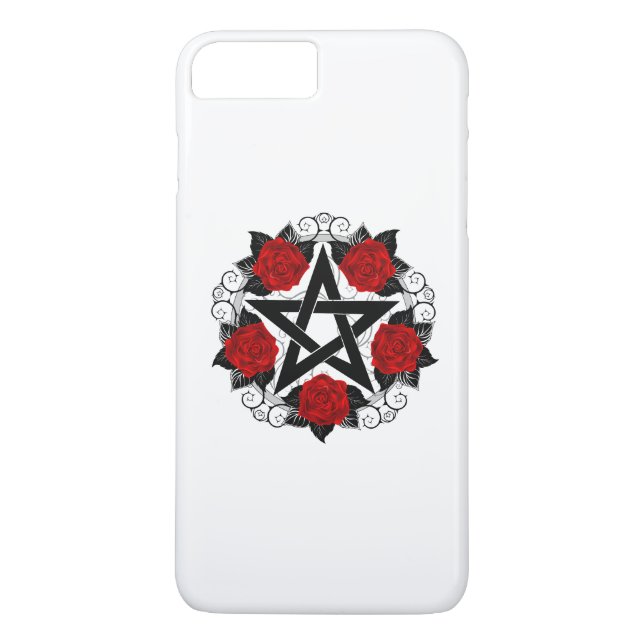 Pentagram with Red Roses Case-Mate iPhone Case (Back)