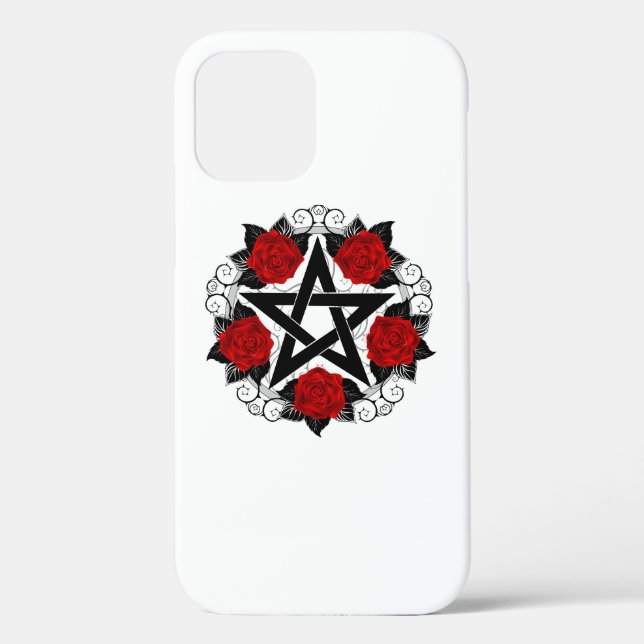 Pentagram with Red Roses Case-Mate iPhone Case (Back)